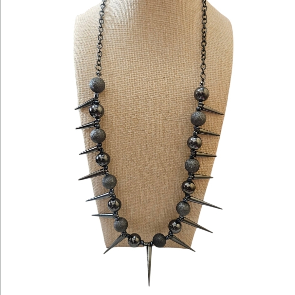 Edgy Black Spike Necklace